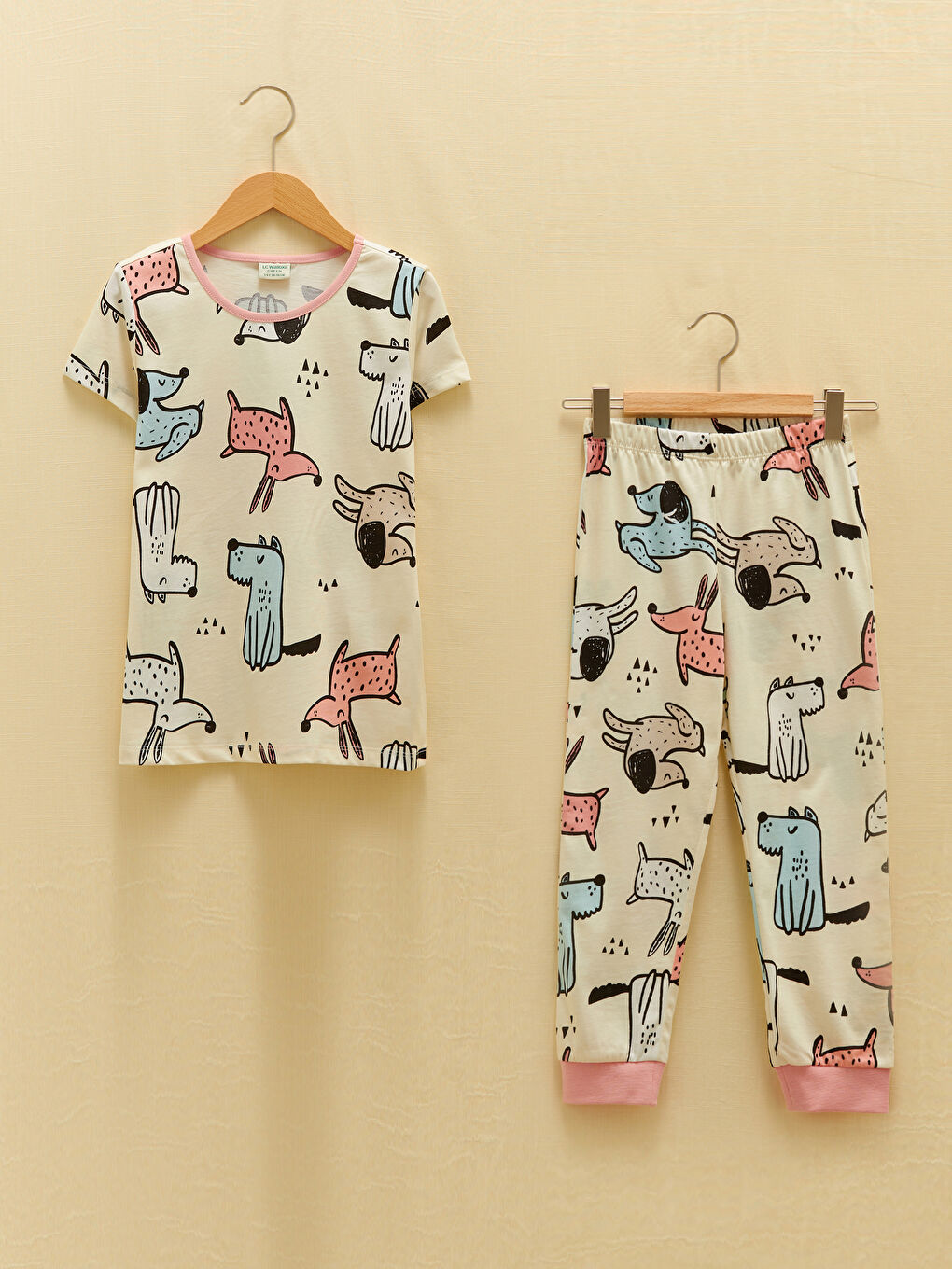 Crew Neck Printed Short Sleeve Girls' Pyjama Set