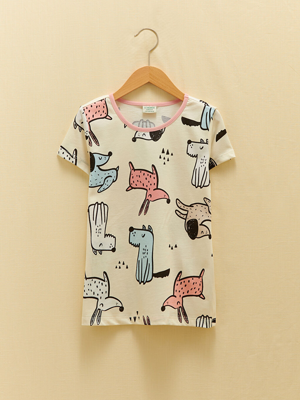 Crew Neck Printed Short Sleeve Girls' Pyjama Set-1