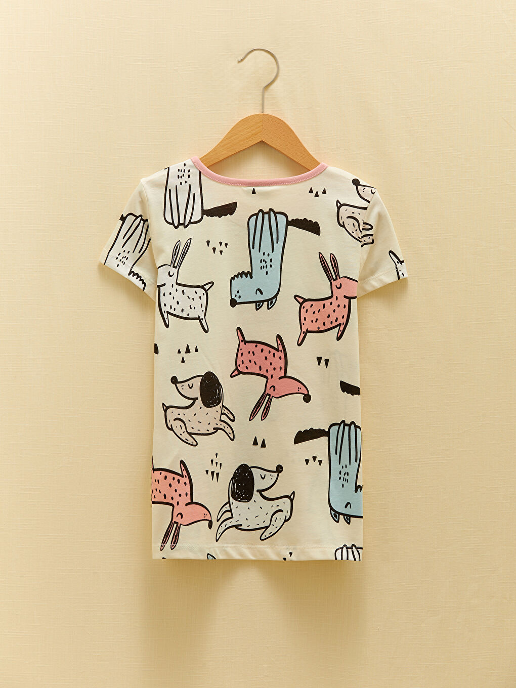 Crew Neck Printed Short Sleeve Girls' Pyjama Set-3