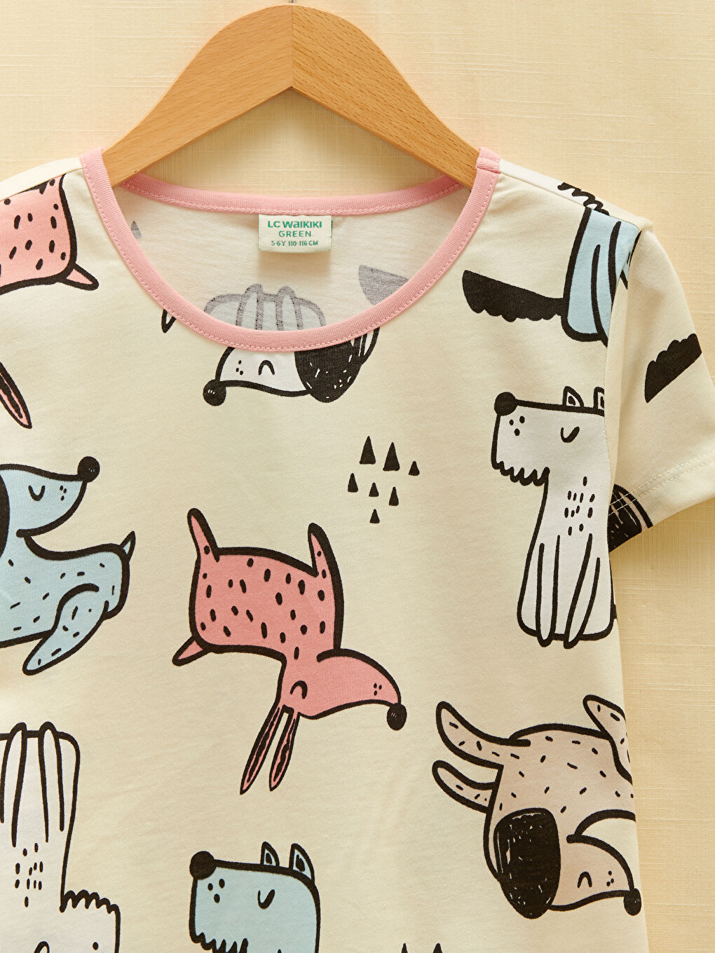 Crew Neck Printed Short Sleeve Girls' Pyjama Set-5