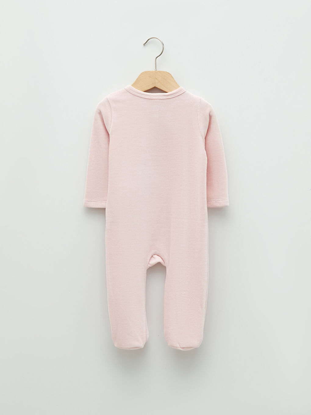 Pembe Bisiklet Yaka Uzun Kollu Nakış Detaylı Kız Bebek Tulum-1