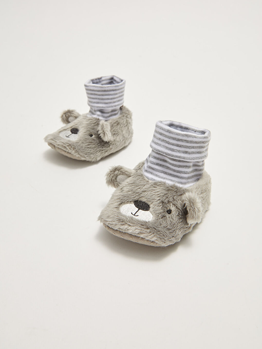 Embroidery Detailed Fleece Lined Pre-Toddler Baby Boy Socks House Shoes-2