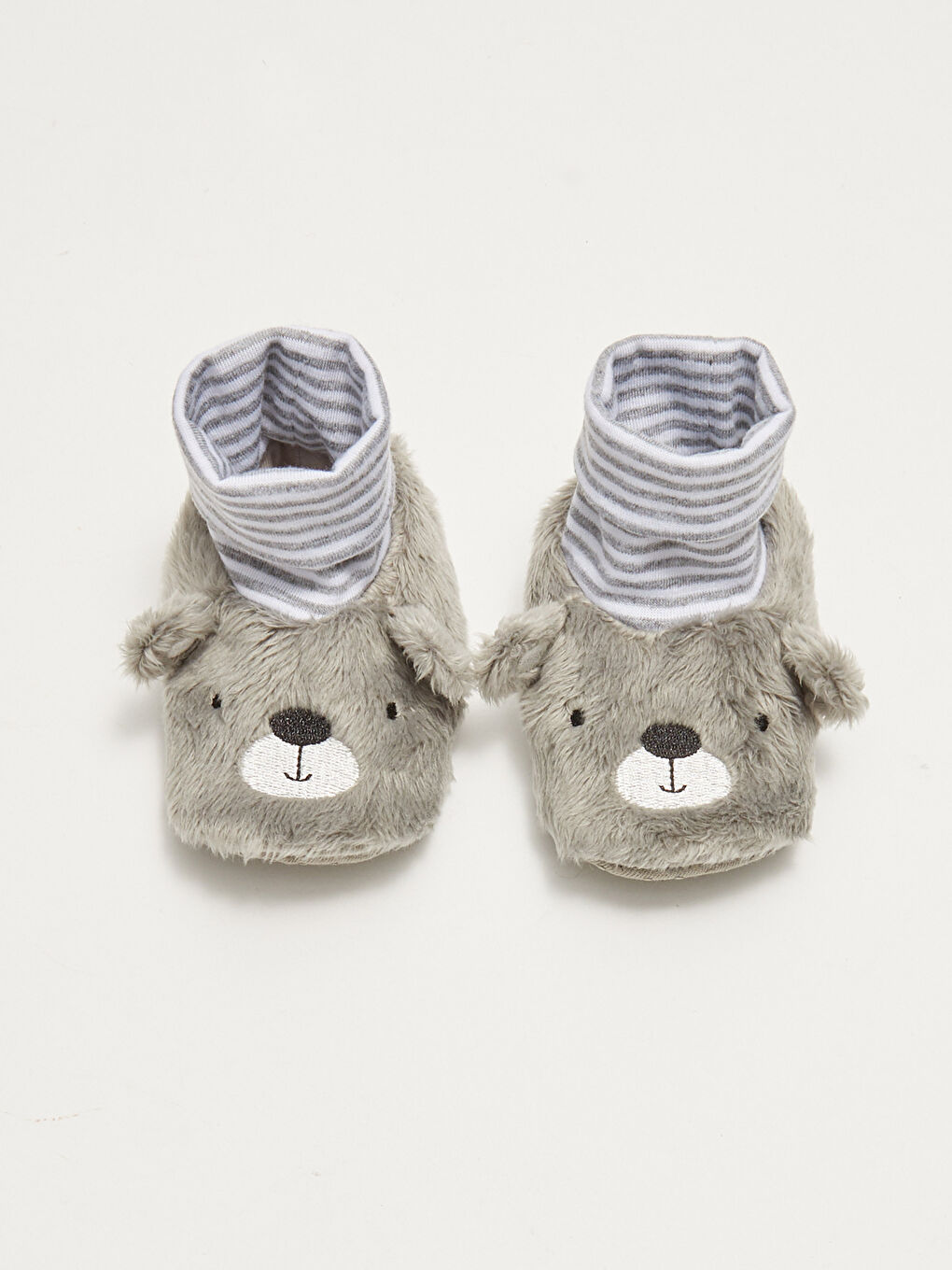 Embroidery Detailed Fleece Lined Pre-Toddler Baby Boy Socks House Shoes-5