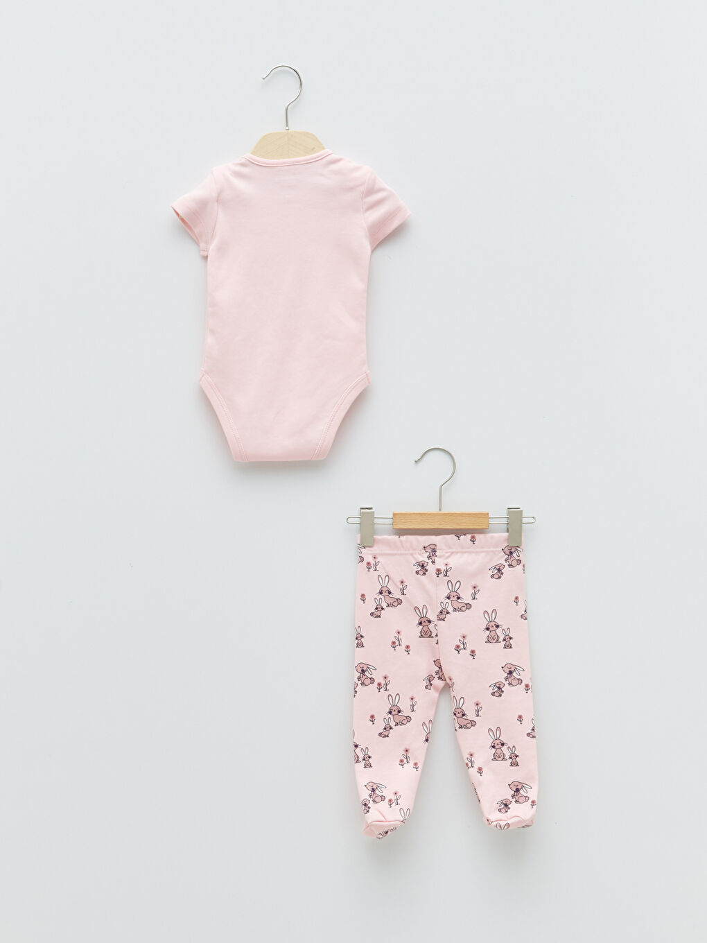 Pembe Baskılı Pamuklu Kız Bebek Hastane Seti-1