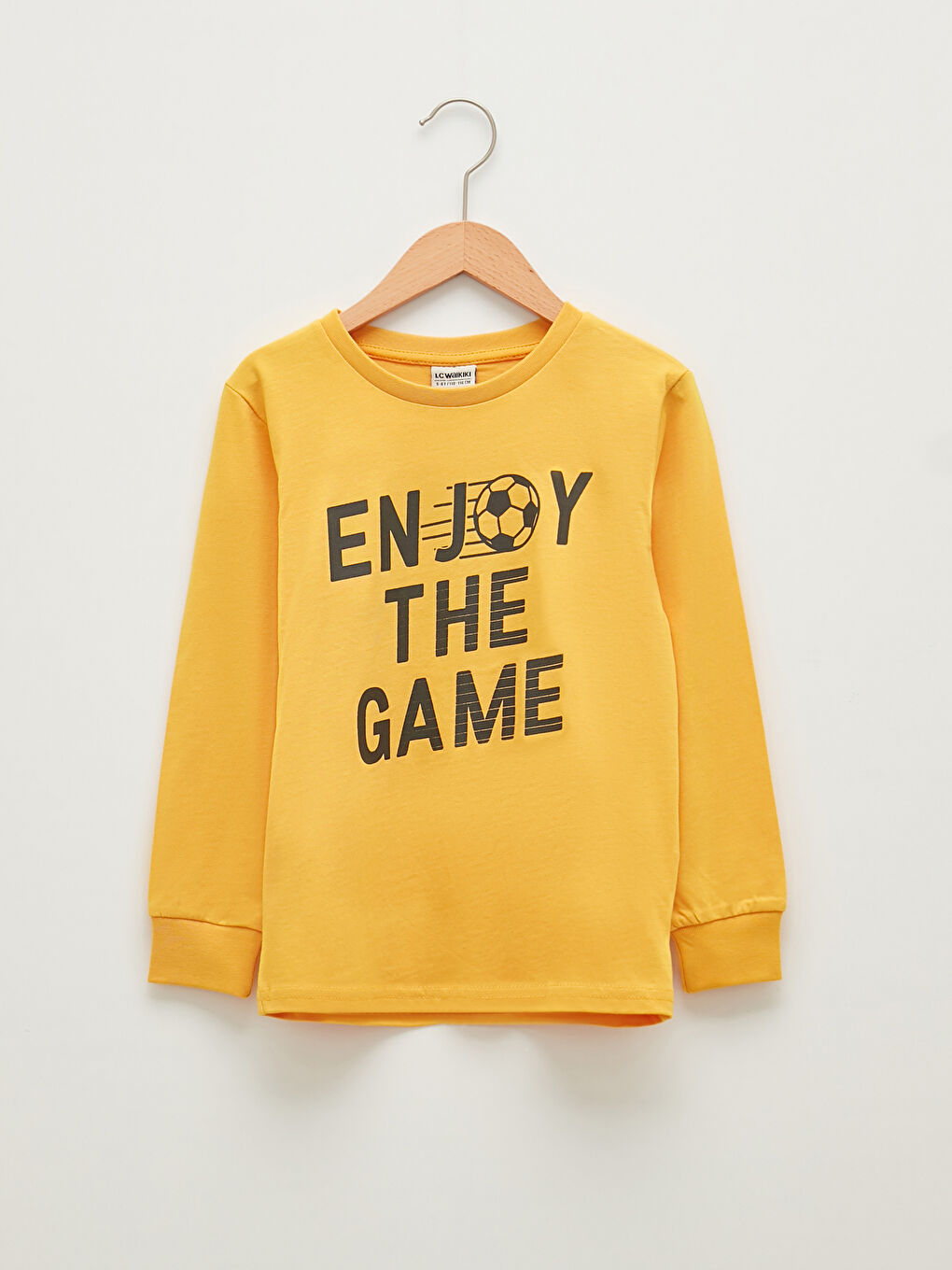 Turuncu Bisiklet Yaka Baskılı Uzun Kollu Erkek Çocuk Tişört