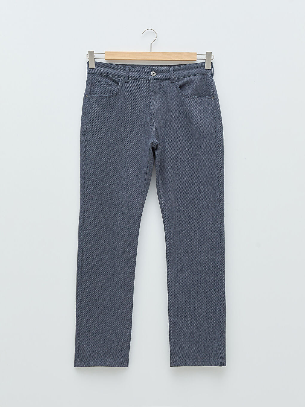 Lacivert Standart Kalıp Gabardin Erkek Chino Pantolon-5