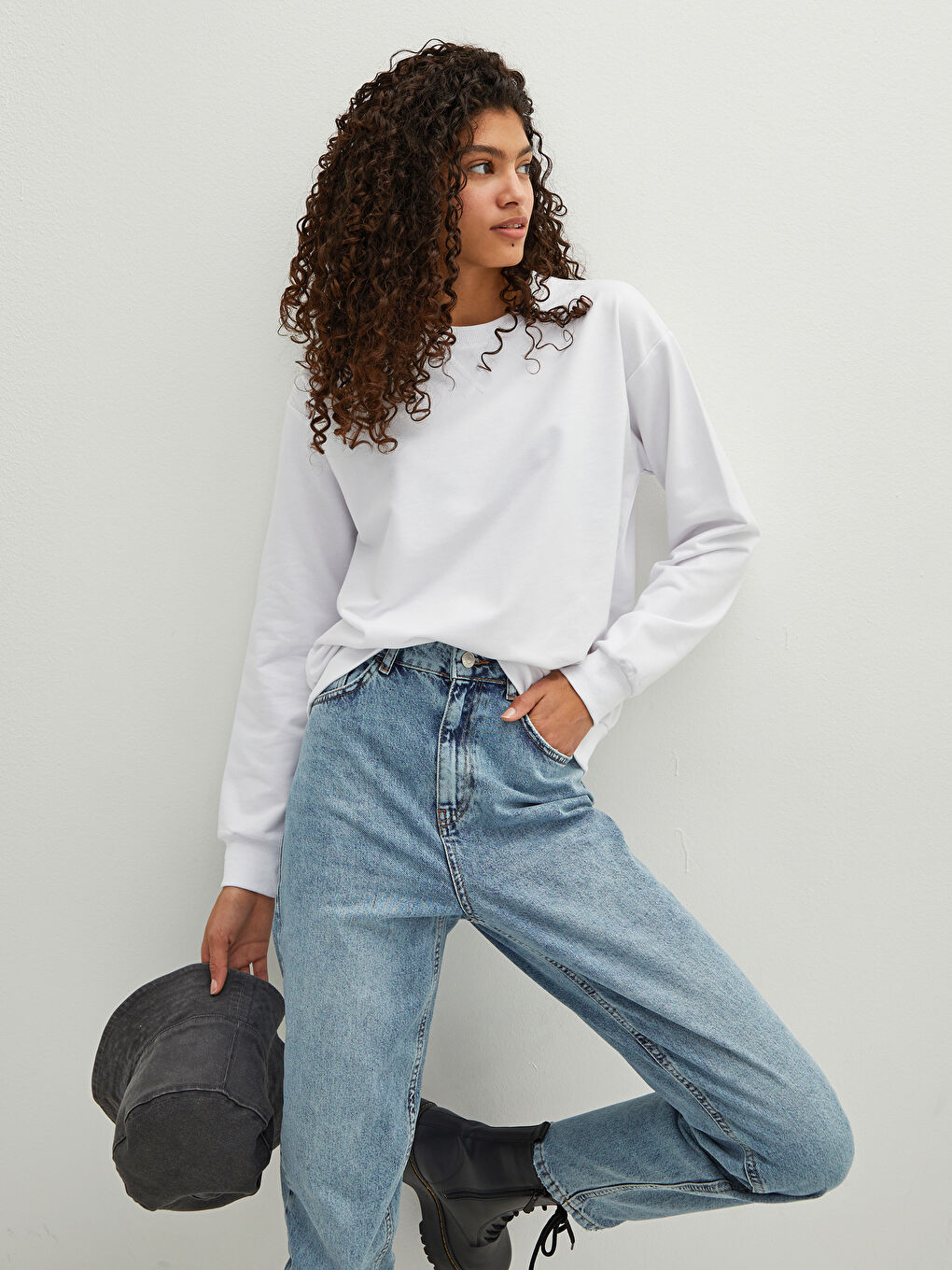 Rundhalsausschnitt Schlicht Langarm Damen-Sweatshirt-2