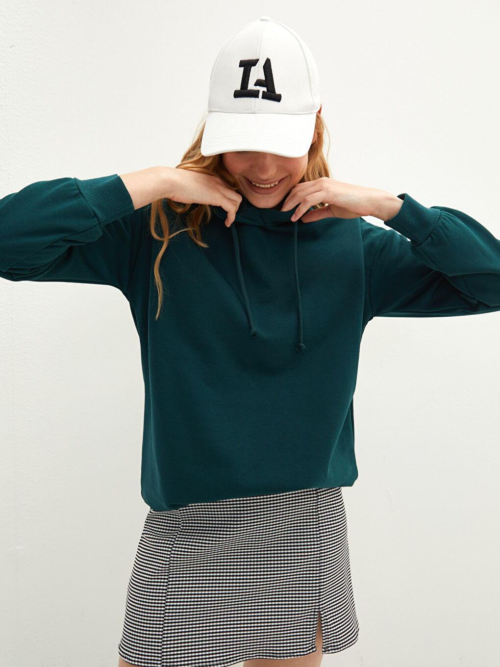 Sweatshirt à capuche uni à manches longues pour Femmes