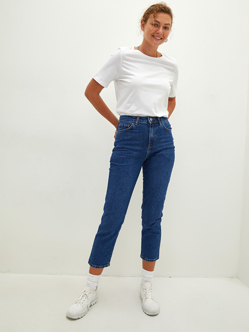 LCW Jeans High Waisted Straight Fit Pocket Detailed Women's Rodeo Denim Trousers -W18385Z8-309