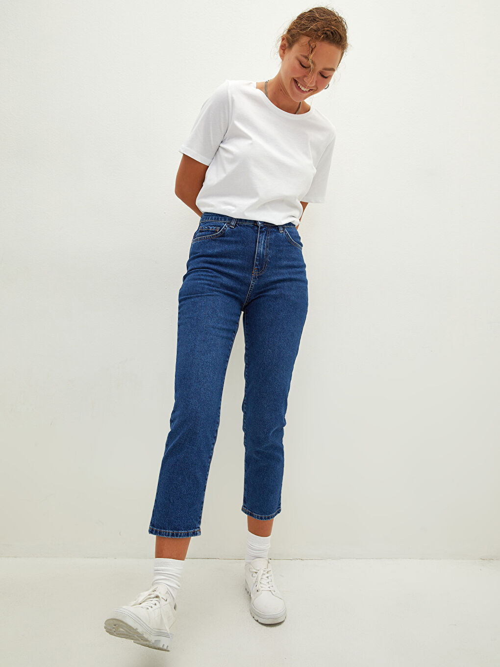 LCW Jeans High Waisted Straight Fit Pocket Detailed Women's Rodeo Denim Trousers -W18385Z8-309