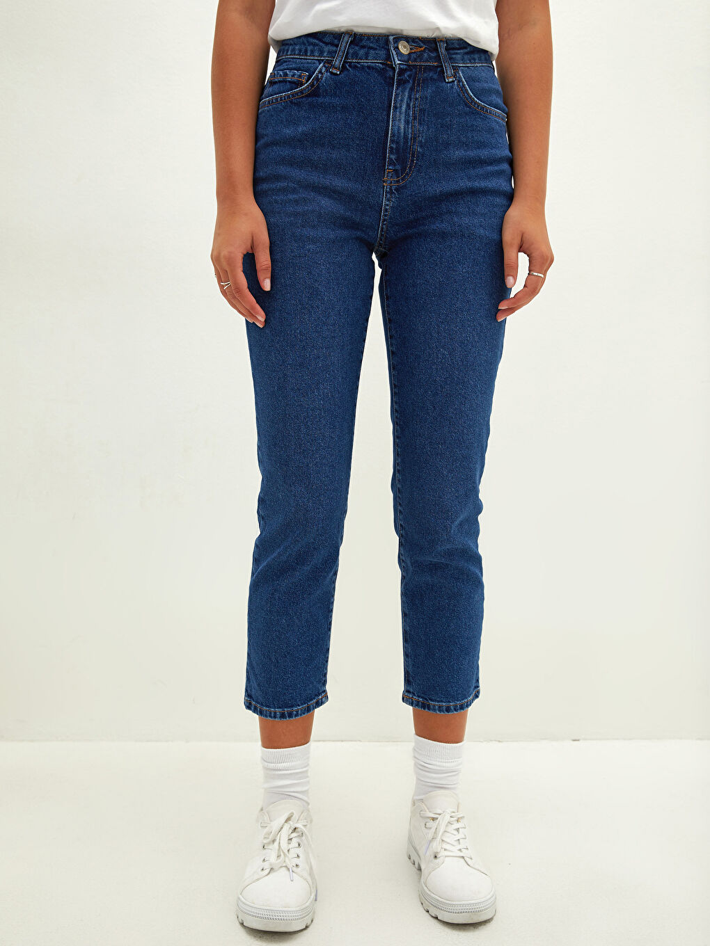 LCW Jeans High Waisted Straight Fit Pocket Detailed Women's Rodeo Denim Trousers -W18385Z8-309