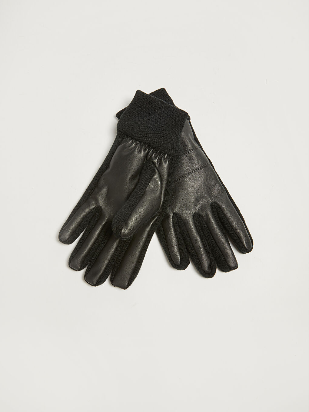LC Waikiki Leather Look and Knitwear Detailed Men's Gloves -W18397Z8-HEG