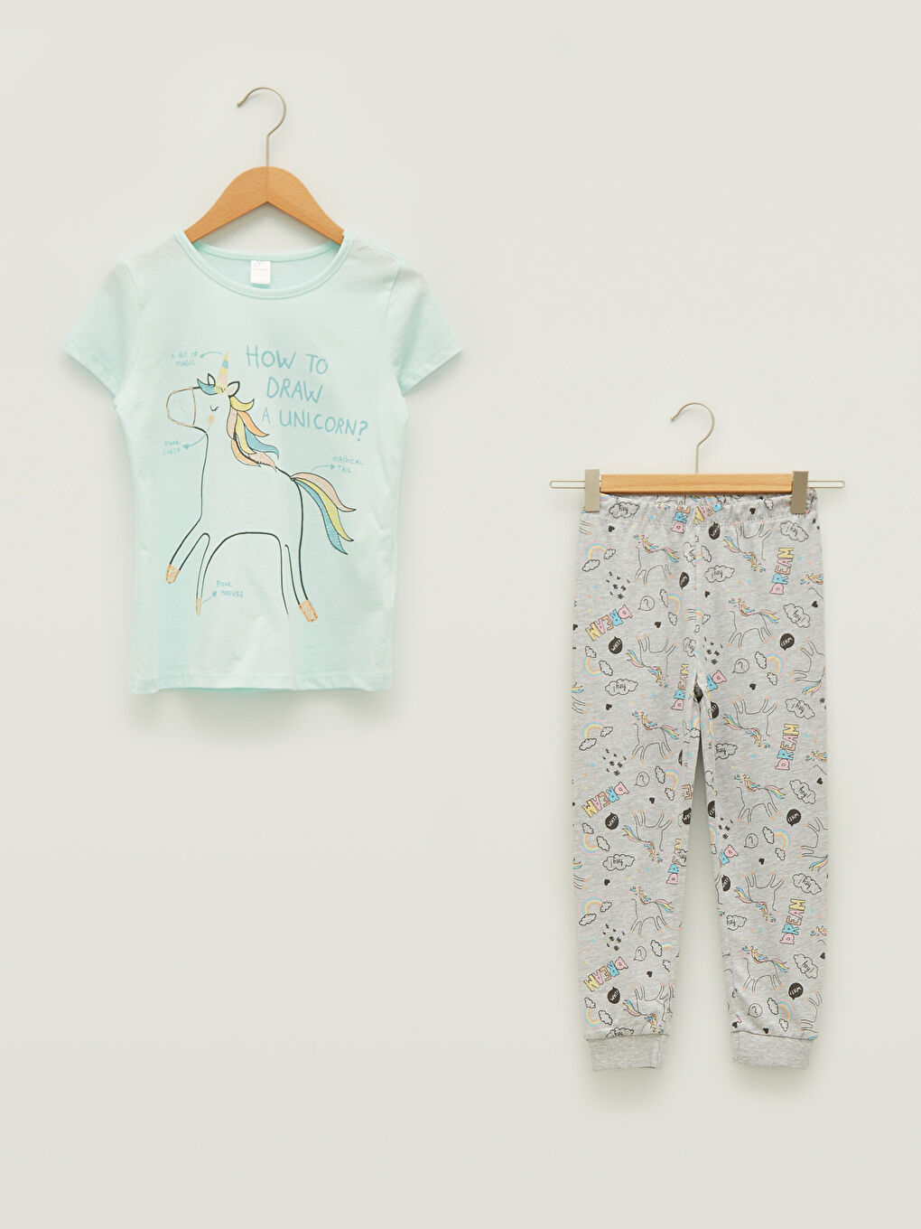 Turkuaz Bisiklet Yaka Baskılı Kısa Kollu Kız Çocuk Pijama Takımı