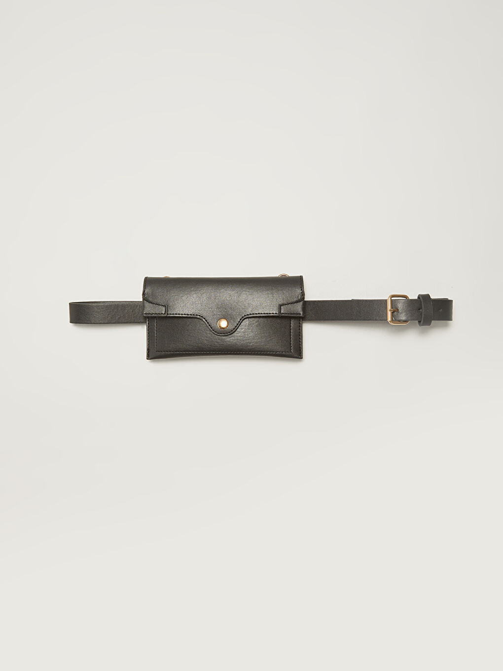 Siyah Deri Görünümlü Kadın Çantalı Kemer-2