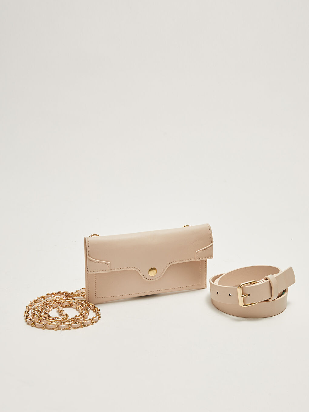 Deri Görünümlü Kadın Çantalı Kemer