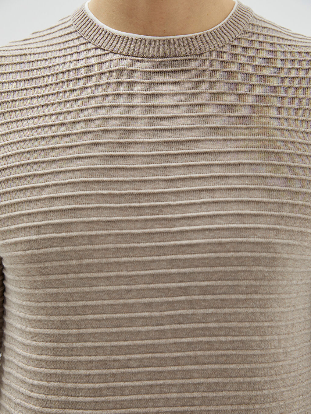 Crew Neck Long Sleeve Men's Tricot Sweater-3