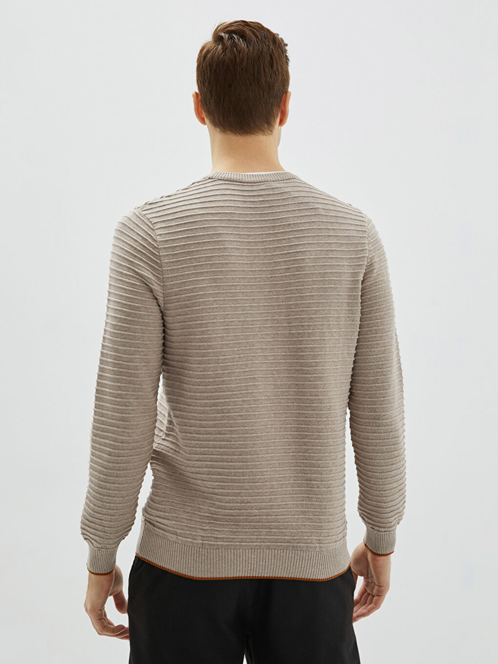 Crew Neck Long Sleeve Men's Tricot Sweater-4