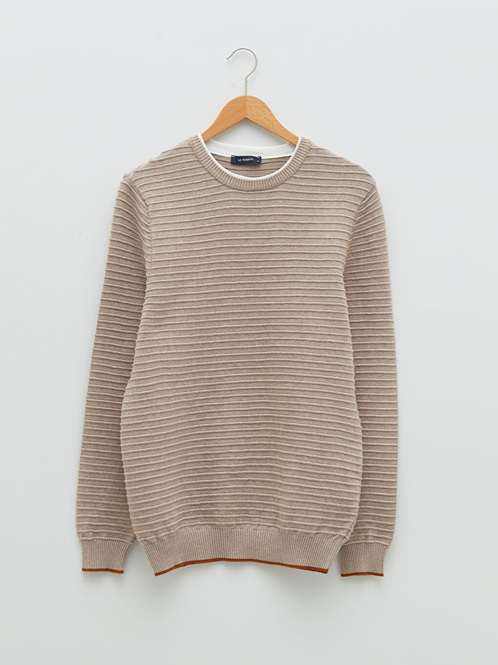 Crew Neck Long Sleeve Men's Tricot Sweater-5