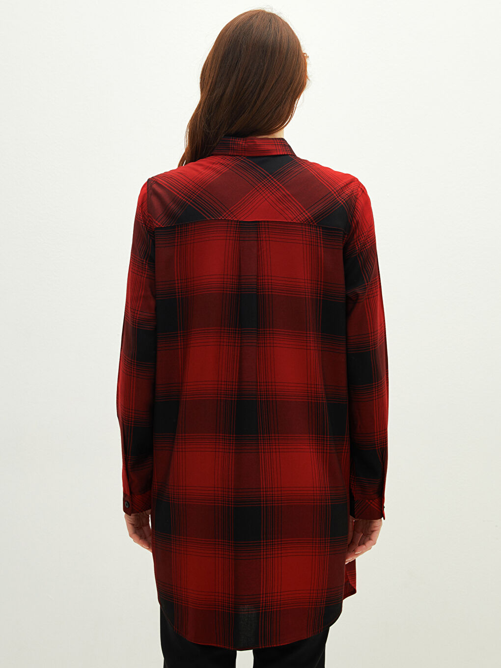 Plaid Long Sleeve Viscose Women's Shirt Tunic-3