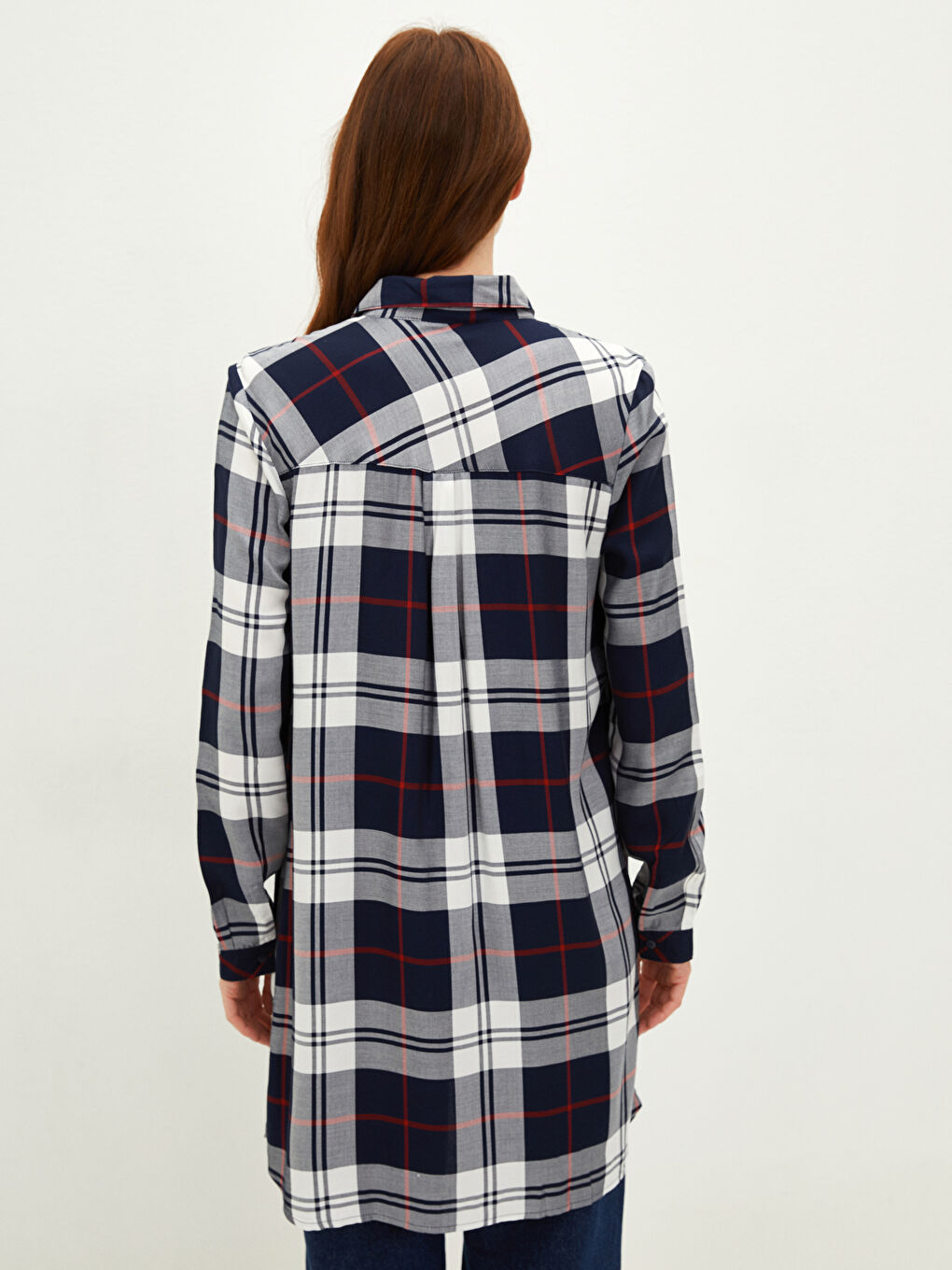 Каре Дълъг Ръкав Вискоза Риза-Туника за Жени-3