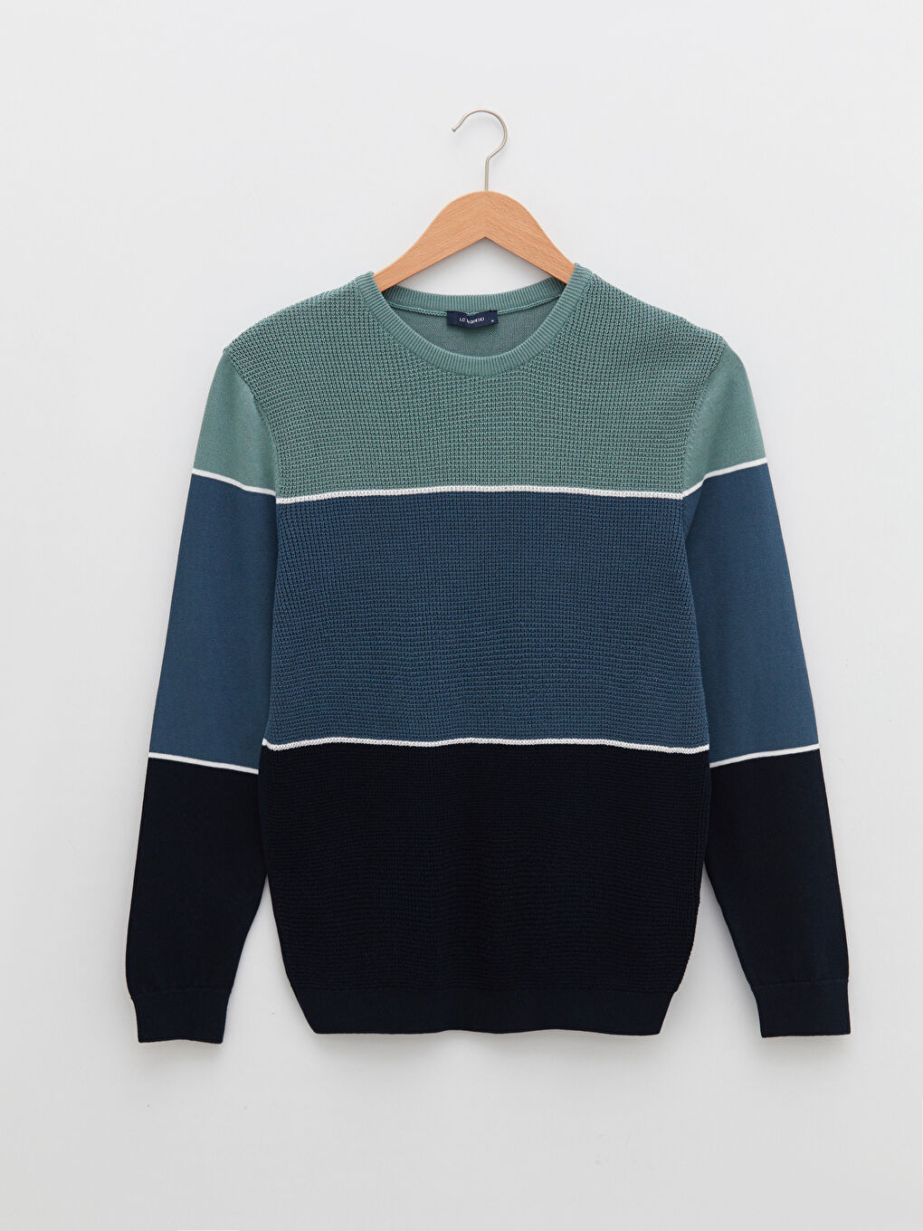 İndigo Bisiklet Yaka Uzun Kollu Çizgili Erkek Triko Kazak-5