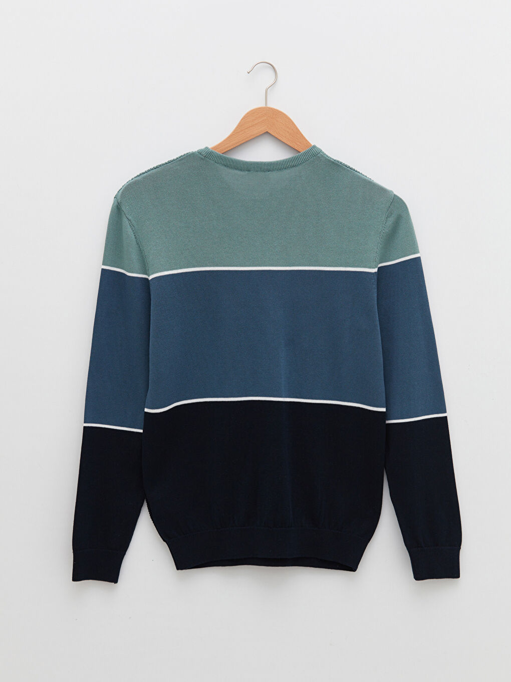 İndigo Bisiklet Yaka Uzun Kollu Çizgili Erkek Triko Kazak-6