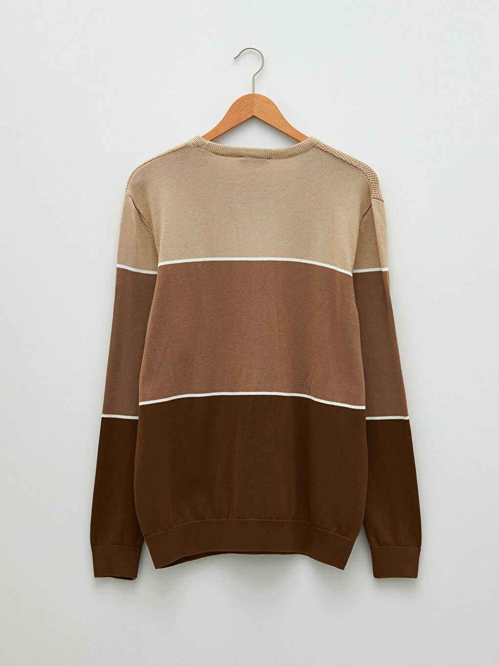 Crew Neck Long Sleeve Striped Men's Knitwear Sweater-6