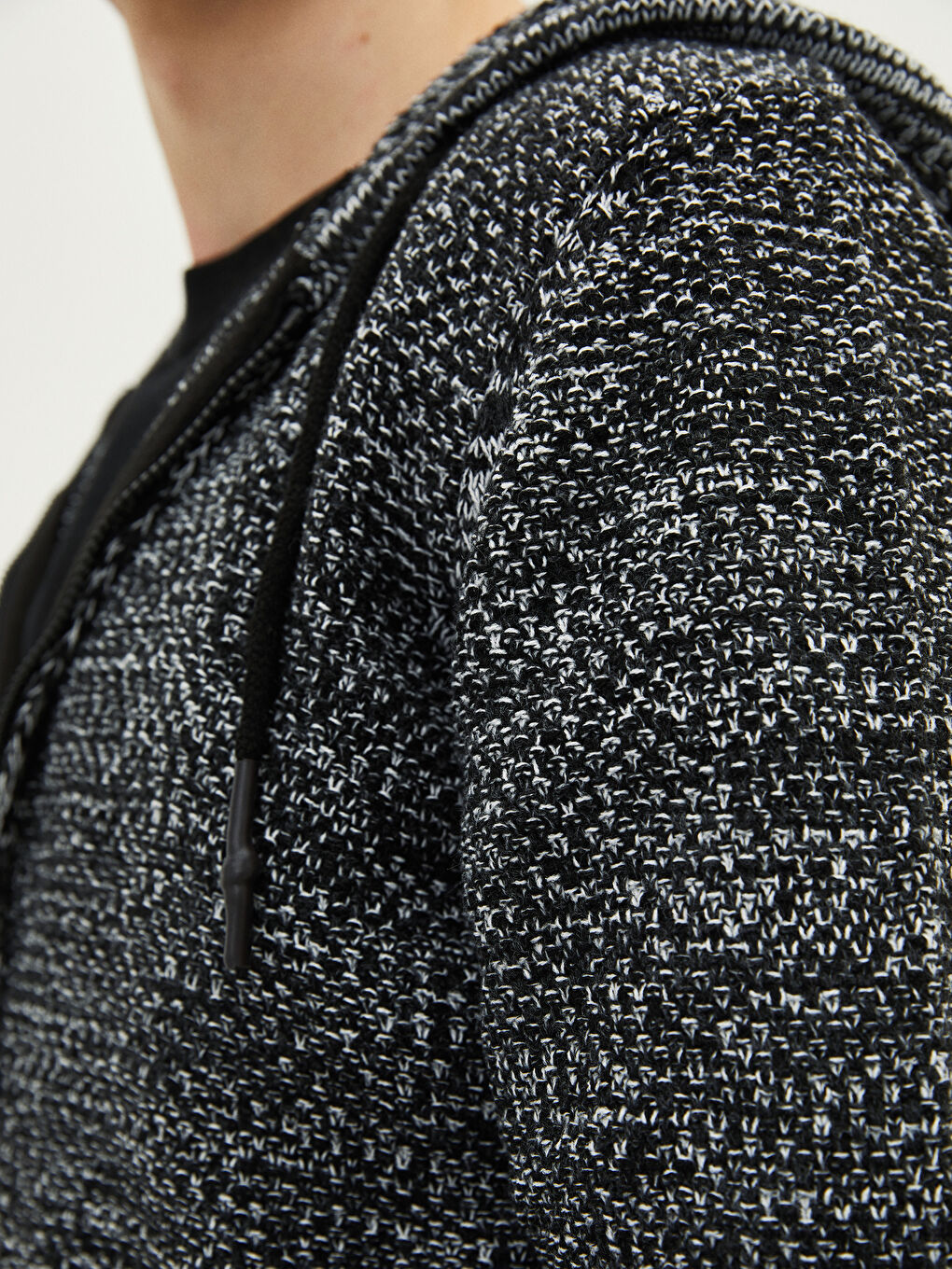 Antrasit Kapüşonlu Uzun Kollu Erkek Triko Hırka-3