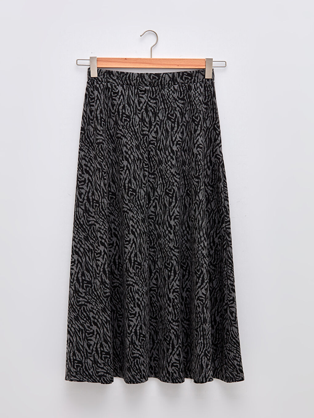 LCW Grace Elastic Waist Patterned Ponte Fabric Women's Flared Skirt -W18438Z8-MHH