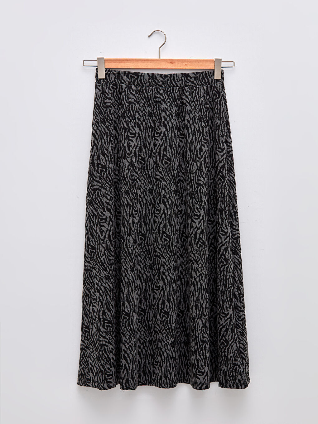 LCW Grace Elastic Waist Patterned Ponte Fabric Women's Flared Skirt -W18438Z8-MHH