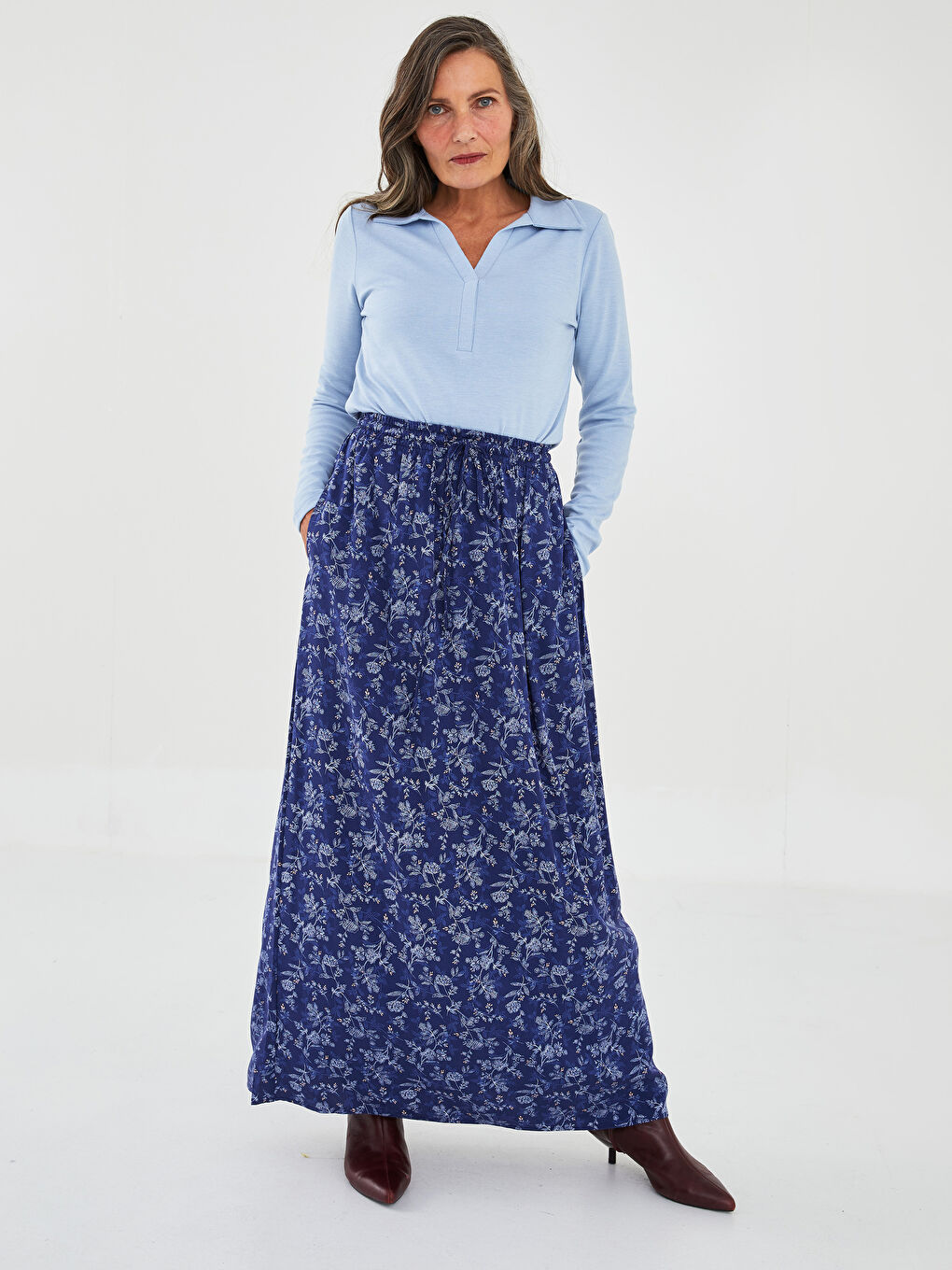 Jupe Pour Femmes En Tissu Belmando Coupe Trapèze Fleurie À Taille Élastique-2