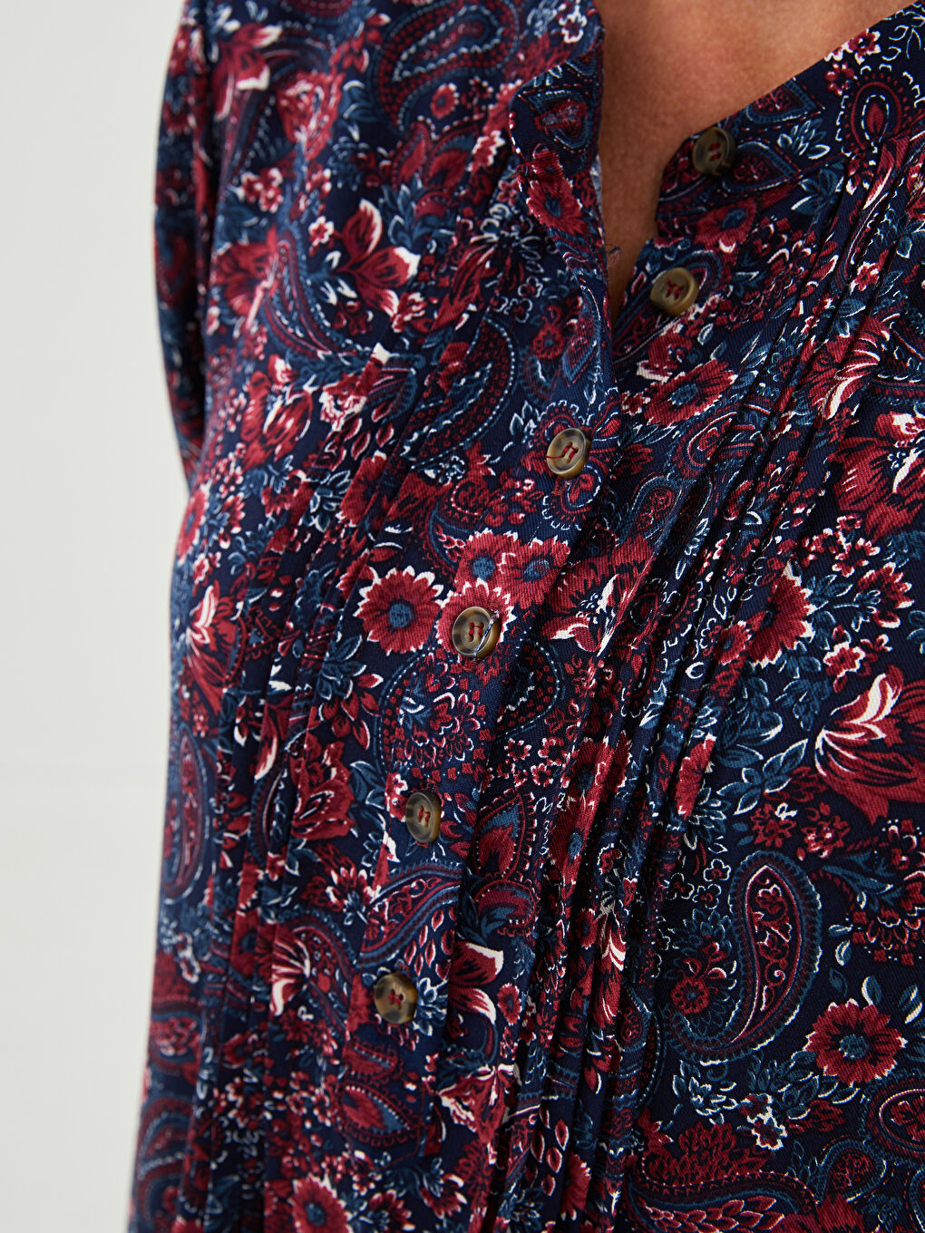 فستان نساء بلماندو فورم ياقة الجد مطبوع كم طويل-3