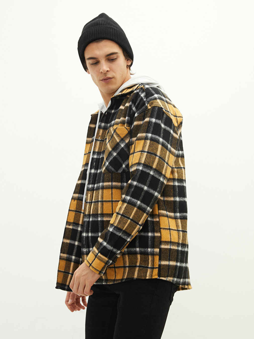 XSIDE Regular Fit Long Sleeve Plaid Men's Flannel Shirt Jacket -W18457Z8-LQ2