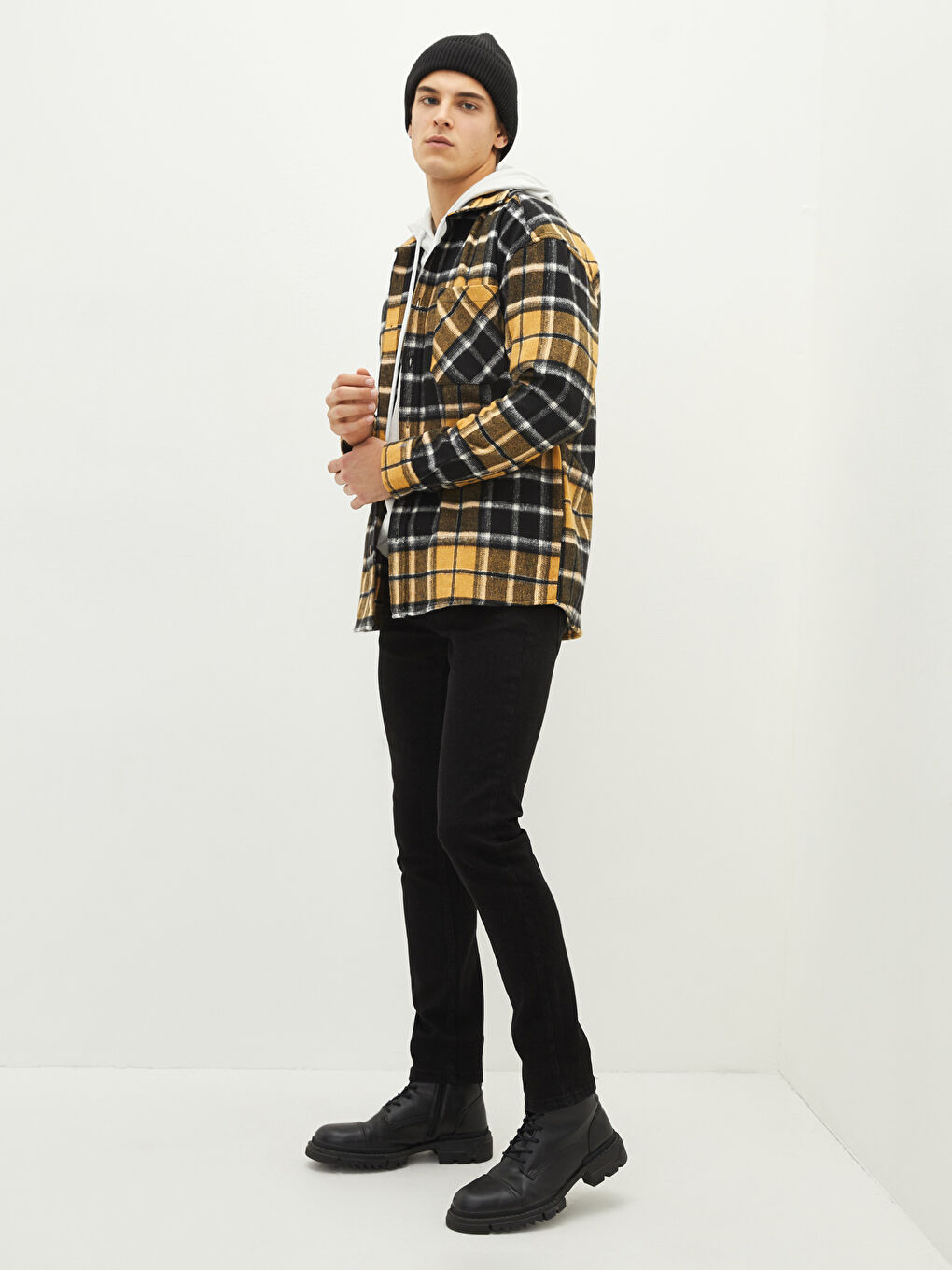 XSIDE Regular Fit Long Sleeve Plaid Men's Flannel Shirt Jacket -W18457Z8-LQ2