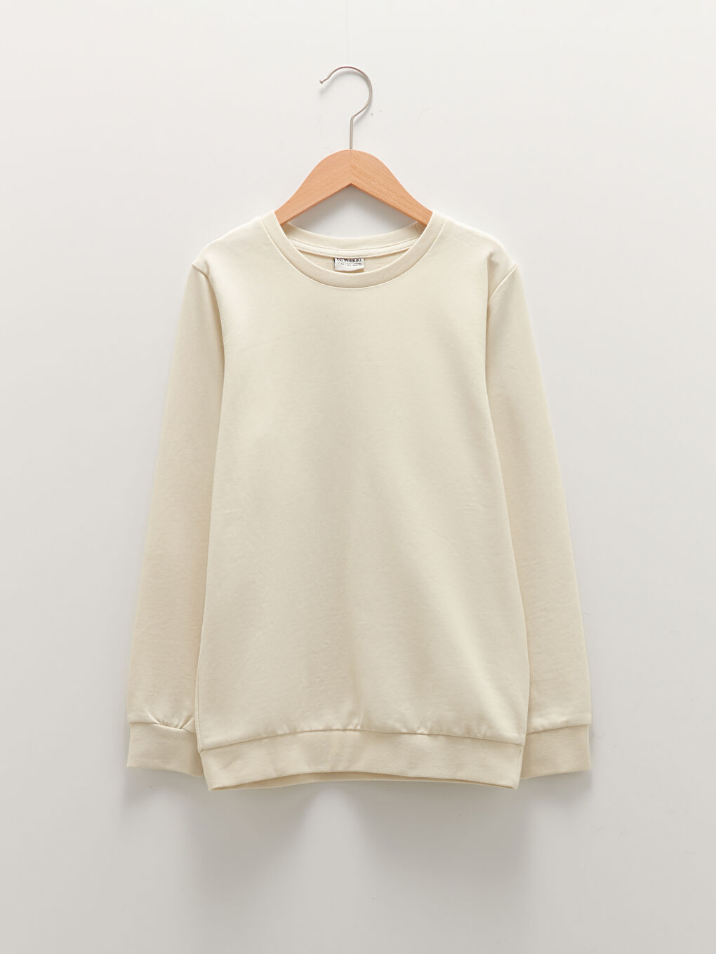 Bej Bisiklet Yaka Basic Uzun Kollu Erkek Çocuk Sweatshirt