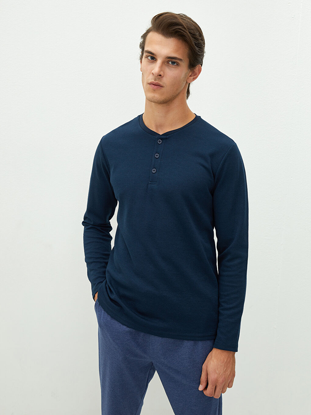 Standard Mold Long Sleeve Men's Undershirt-1