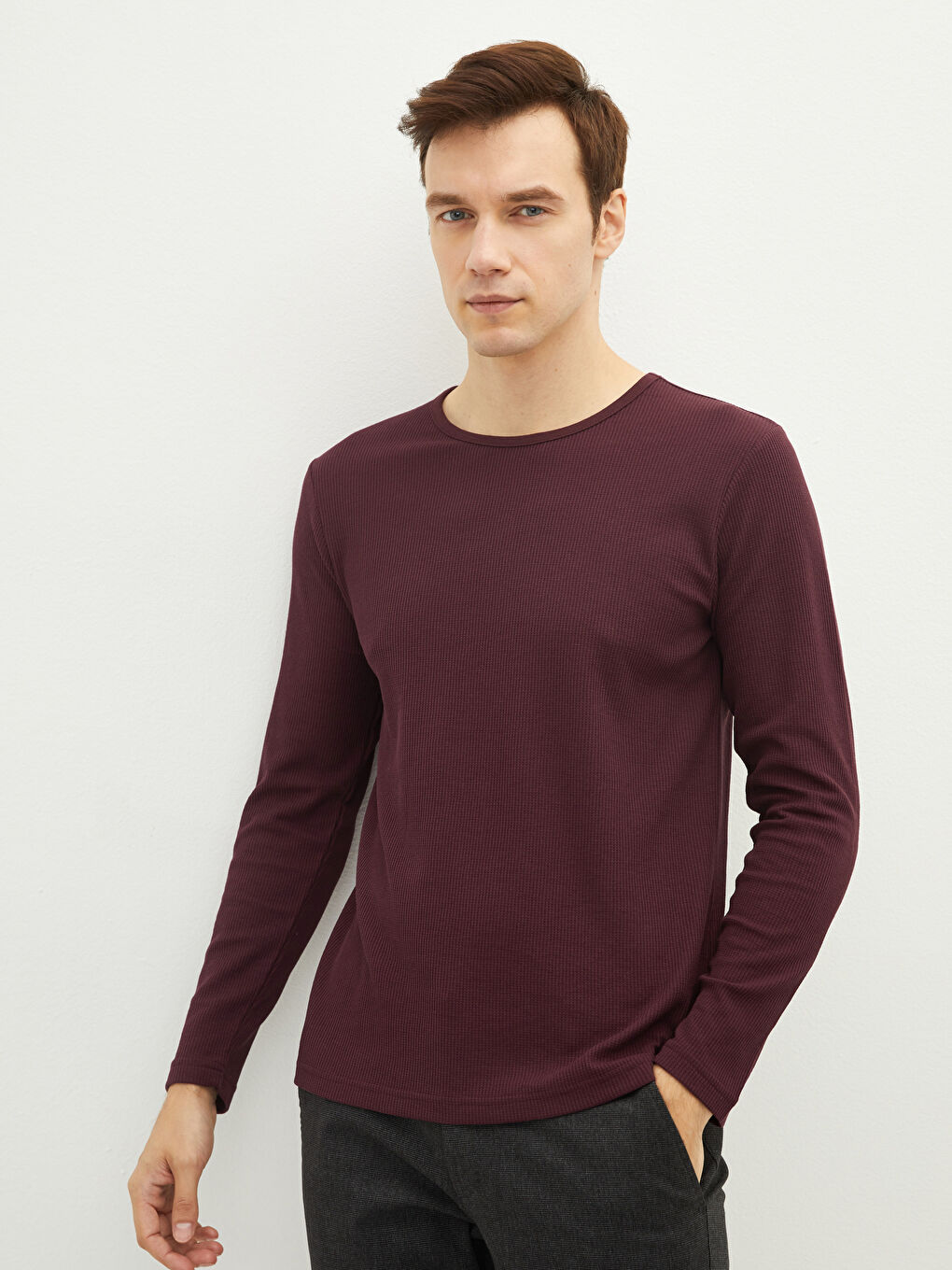 Crew Neck Long Sleeve Men's Vest