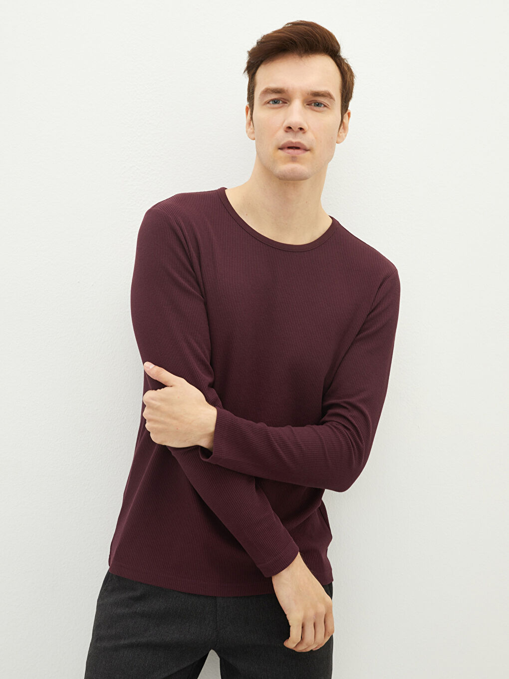 Crew Neck Long Sleeve Men's Vest-1