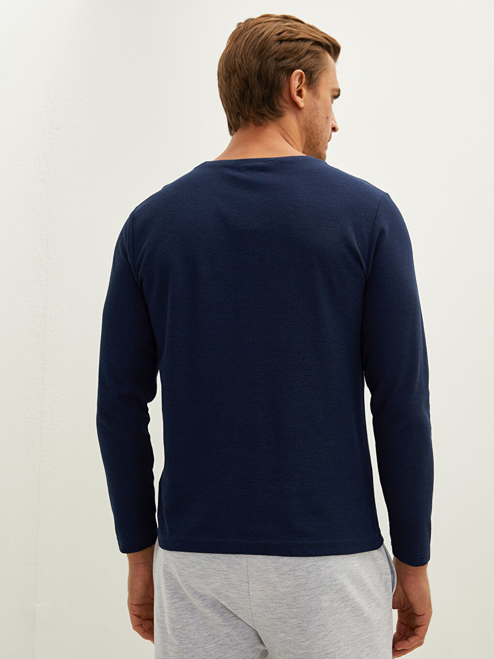 Rundhalsausschnitt Langarm Weste für Herren-4