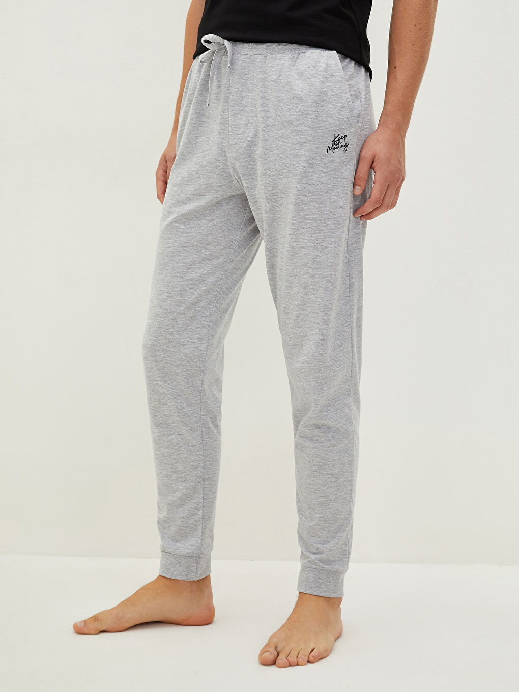 Gri Standart Kalıp Erkek Jogger Pijama Alt-2