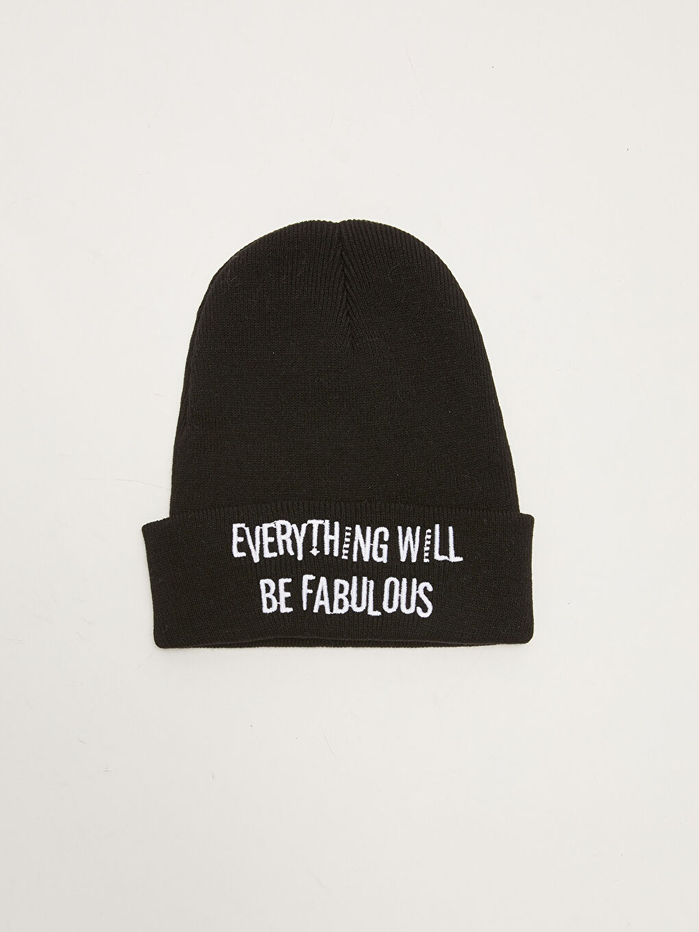 Siyah Yazı İşlemeli Kadın Triko Bere-2