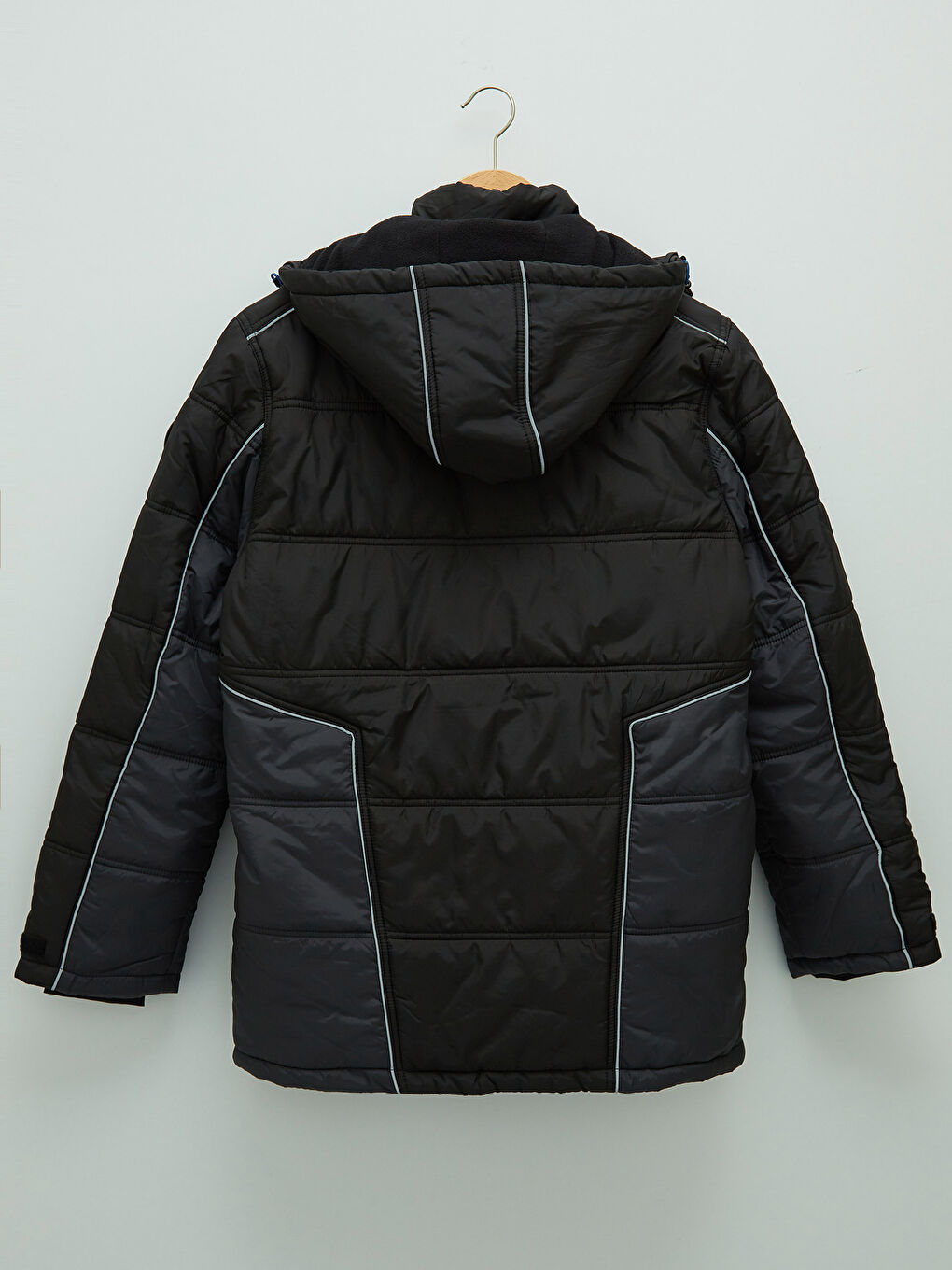 Wide Pattern Hooded Thick Men's Coat-7