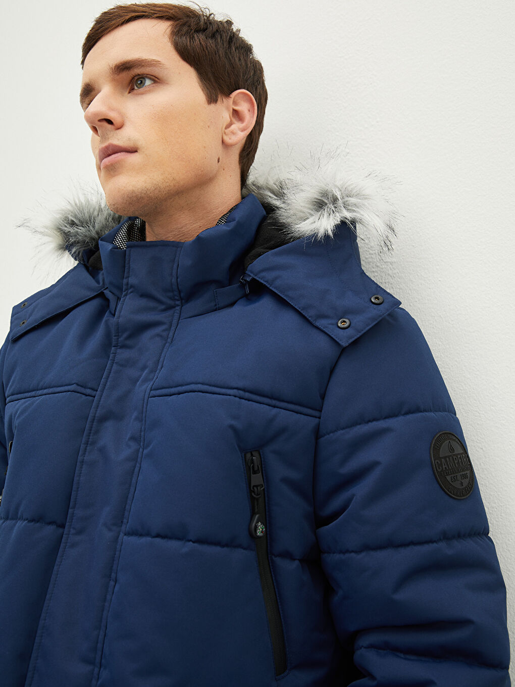 LCW OUTDOOR Thick Men's Parka with Hooded Standard Pattern Fur -W18624Z8-QKL