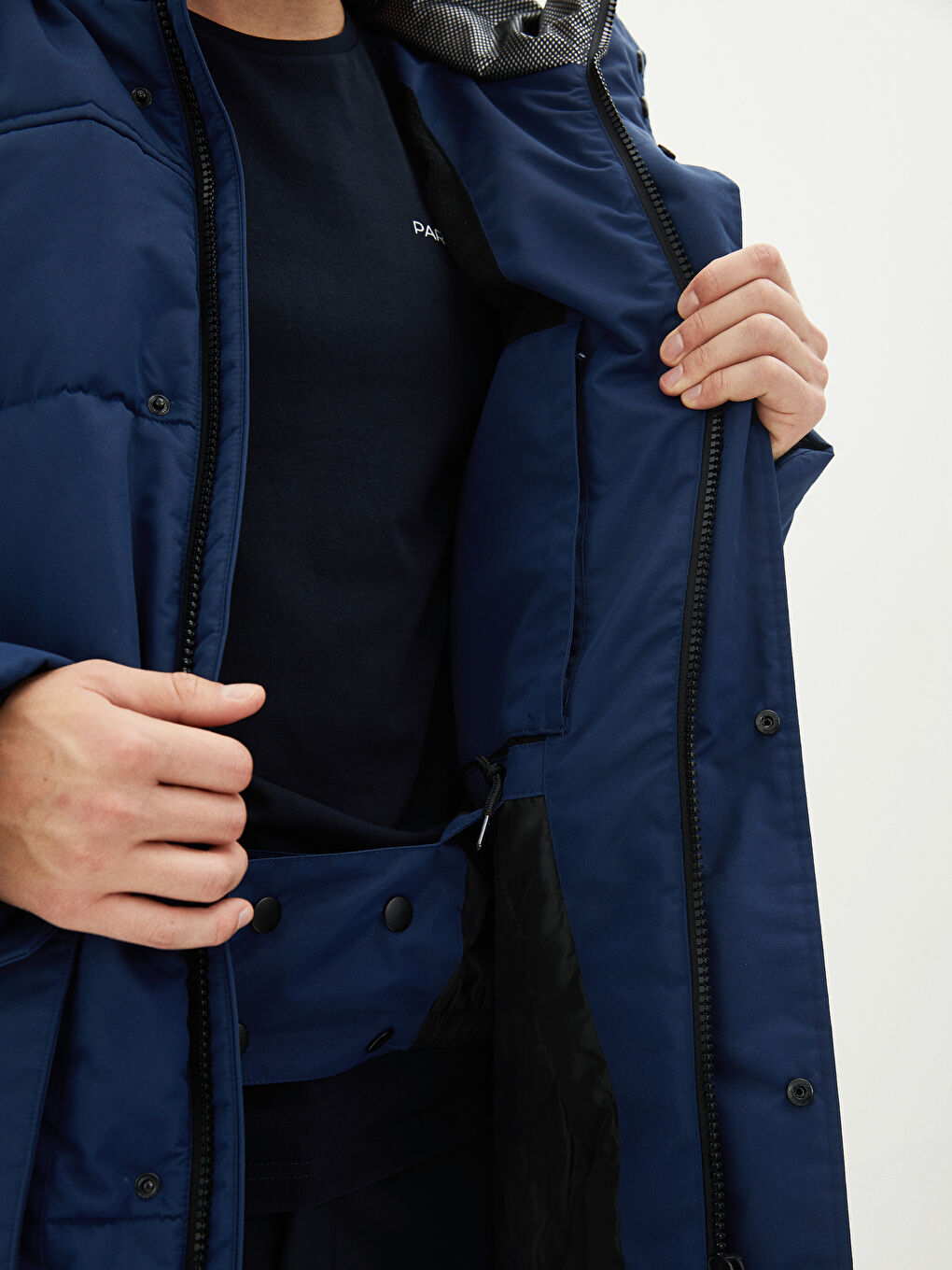 LCW OUTDOOR Thick Men's Parka with Hooded Standard Pattern Fur -W18624Z8-QKL