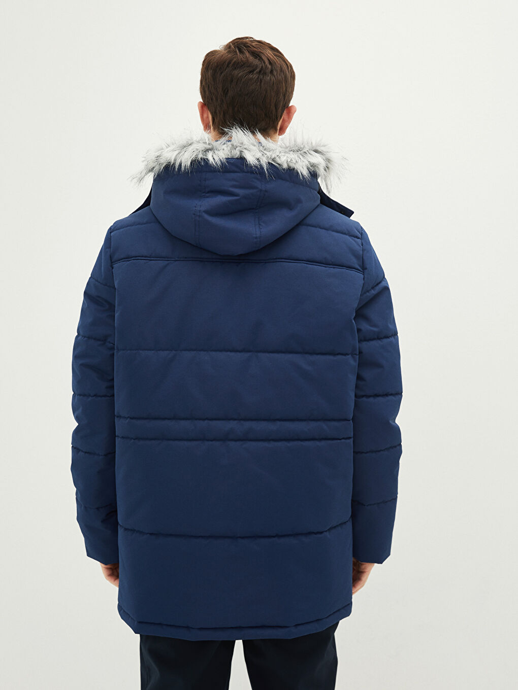 LCW OUTDOOR Thick Men's Parka with Hooded Standard Pattern Fur -W18624Z8-QKL