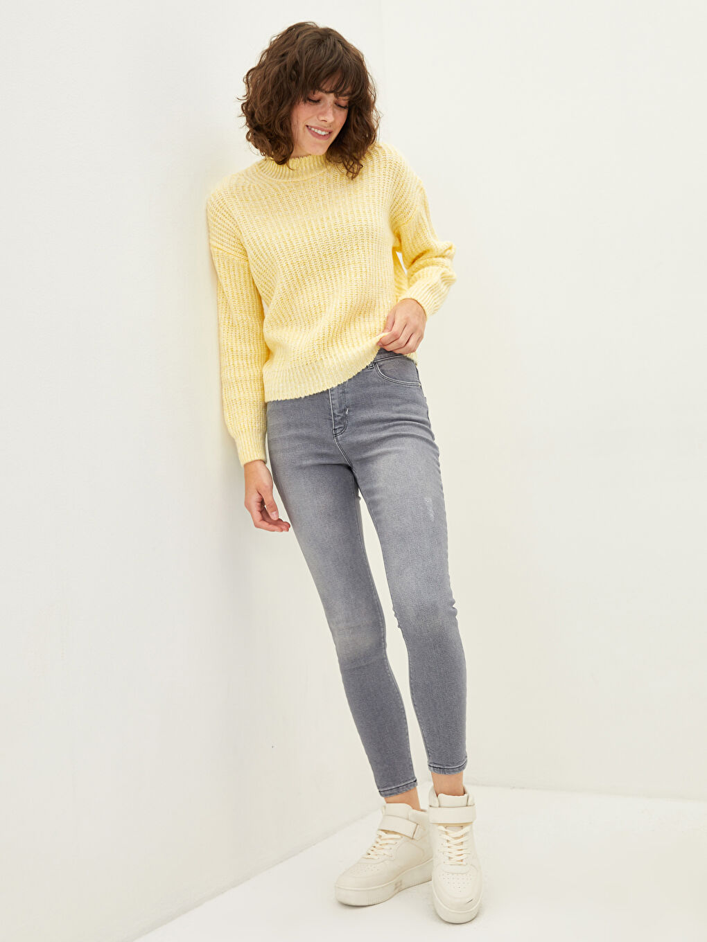 Gri Yüksek Bel Jüpiter Süper Skinny Fit Kadın Jean Pantolon