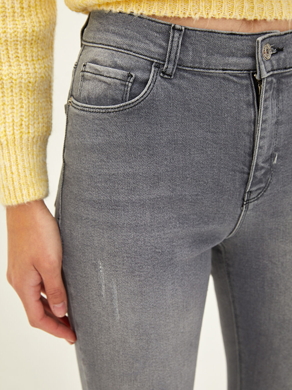 Gri Yüksek Bel Jüpiter Süper Skinny Fit Kadın Jean Pantolon-3