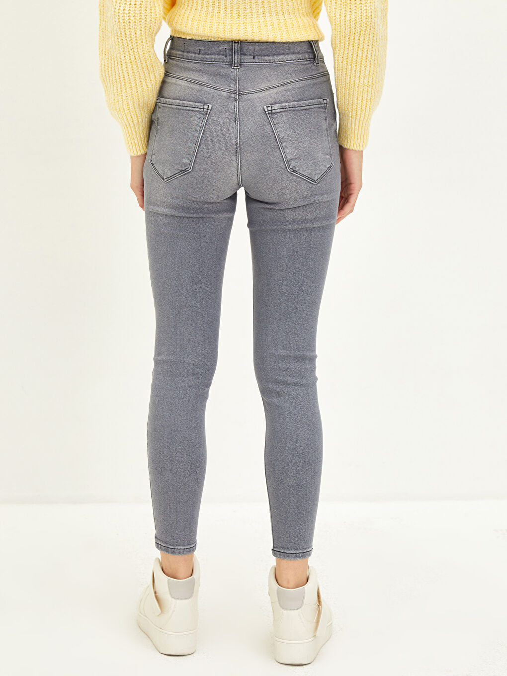 Gri Yüksek Bel Jüpiter Süper Skinny Fit Kadın Jean Pantolon-5