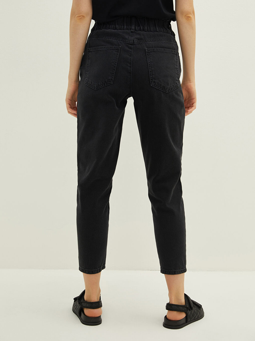 Yüksek Bel Slouchy Cep Detaylı Kadın Rodeo Jean Pantolon-4