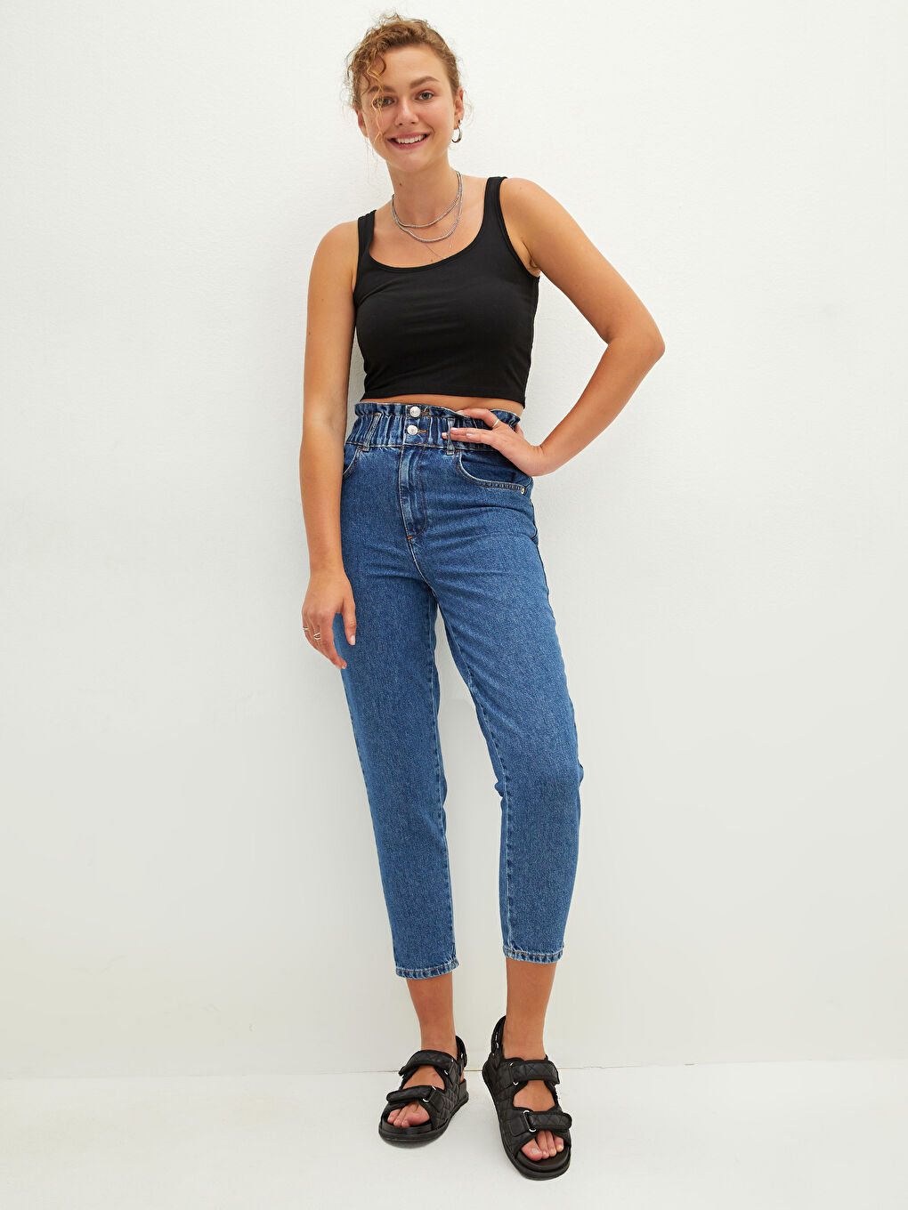 LCW Jeans High Waist Slouchy Pocket Detailed Women's Rodeo Jeans -W18677Z8-507